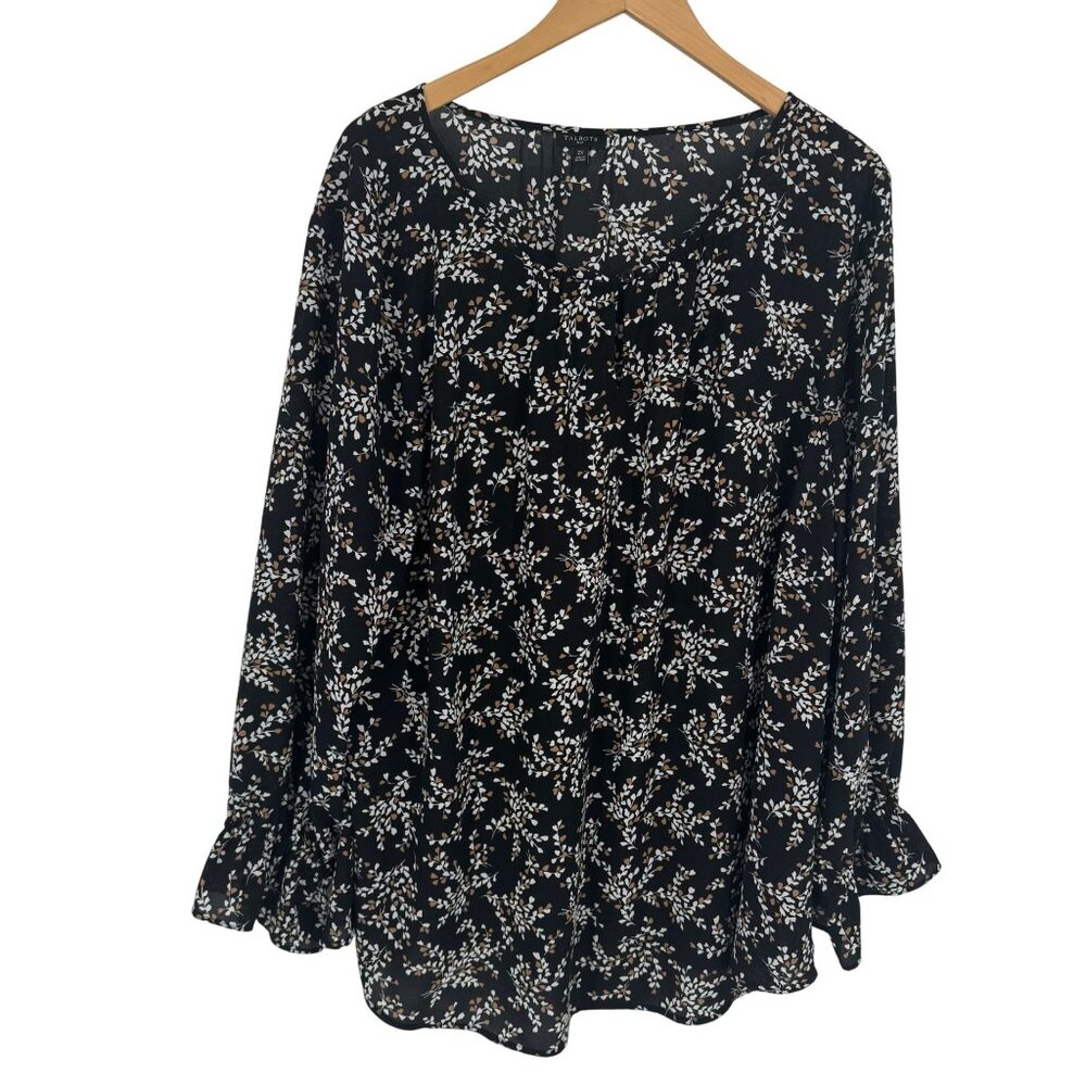 Talbots Floral‎ Blouse Womens Size 2X Long Sleeve Tunic Shirt Loose Cottagecore